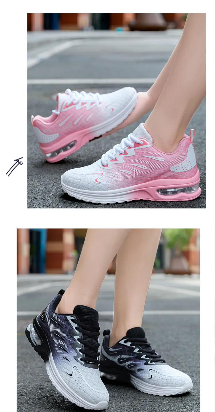Frühling und Herbst Neue Damen Luftpolster-Sportschuhe Atmungsaktive Mesh-Leichtgewicht-Sneaker Modische Übergrößen-Fußbekleidung – Detail 8