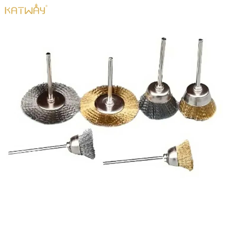 

KATWAY 9pcs Steel Wire Brass T-shaped Rotary Tool Brush Electric Dremel Drill Bit Polishing Grinding Wheel Accessories HH-AA138