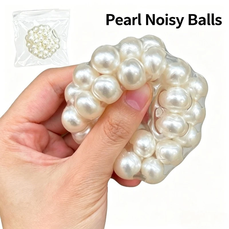 Pearl Noisy Balls Stress Ball Fidget Toy Squishy Stress Relief Squeeze Glazed Beads Vent Ball Pearl Balls Party Fidgeting Toys