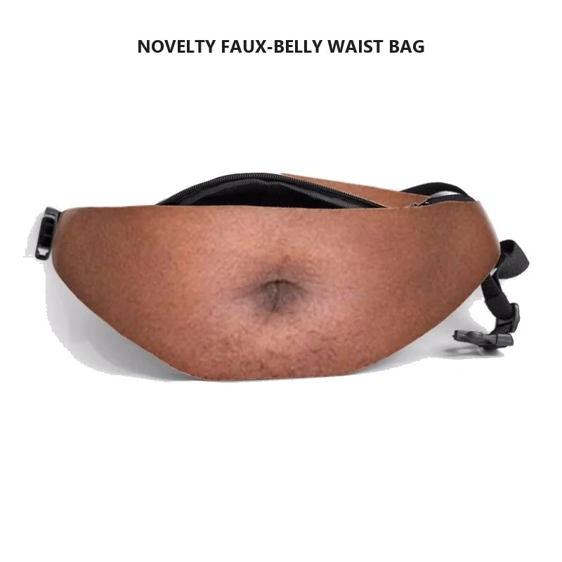 Funny Realistic Beer Belly Fanny Pack PU Leather Novelty Waist Bag Coin Purse Travel Belt Pouch