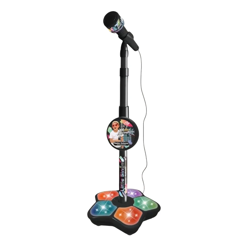 Brain-Training Educational Toy Height-Adjustable Kids Karaoke Machine with Lights Singing Machine Birthday Gift for Girls Boys