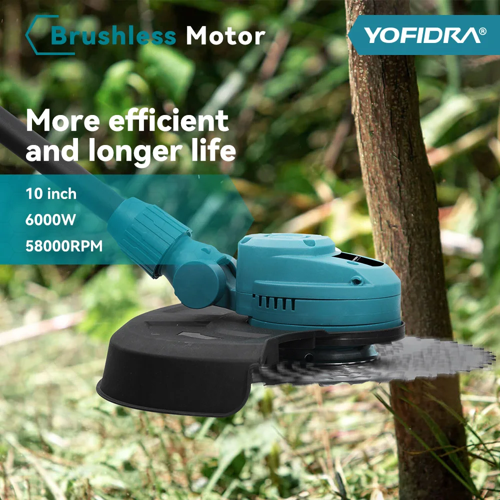 Yofidra 12000RPM Electric Folding Lawn Mower Cordless Length Adjustable Handheld Garden Power Tools For Makita 18V Battery