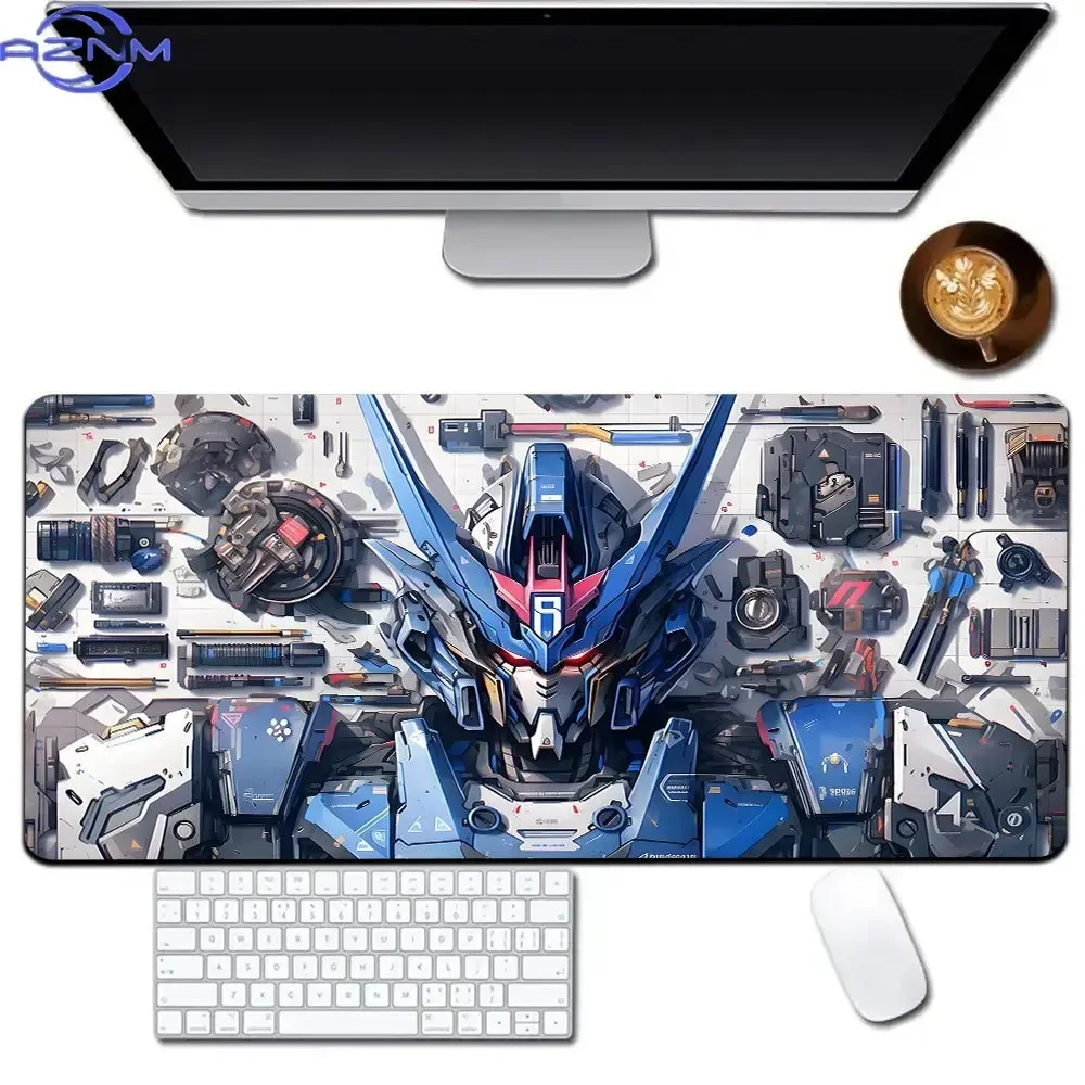 Dark Background Detailed Sci-Fi Mecha Themed Large Mousepad, Rubber Non-slip Gaming Desk Mat, Waterproof Keyboard Table Protecto