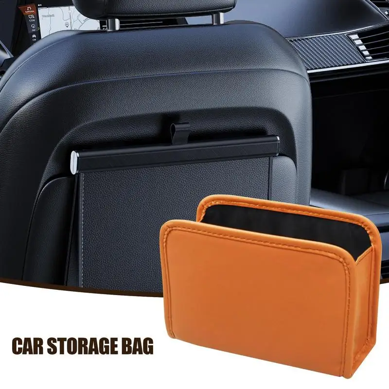 Car Seat Storage Box Leather Car Seat Storage Pocket Car Seat Organizer Phone Bag Portable Foldable Organizing Fits Side Door