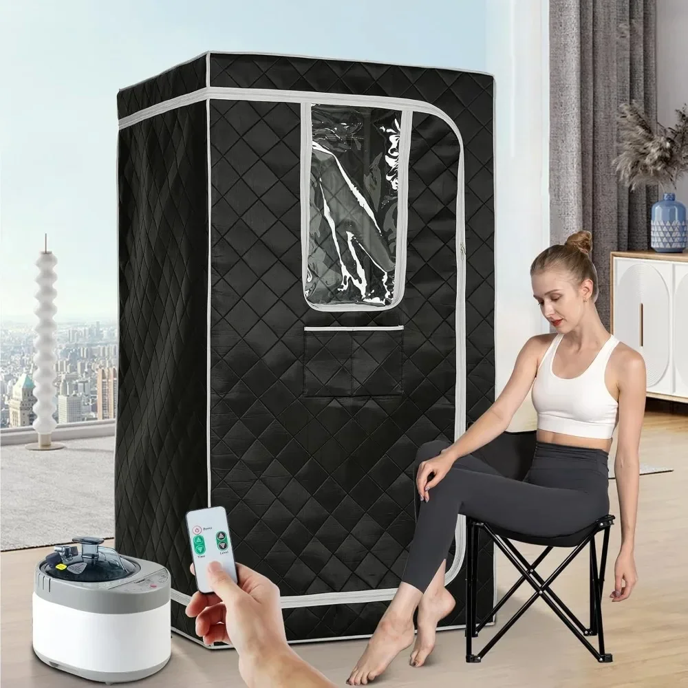 Steam Sauna Room, 4L Large Steamer, Single Person with Time and Temperature Remote Control 33.9 