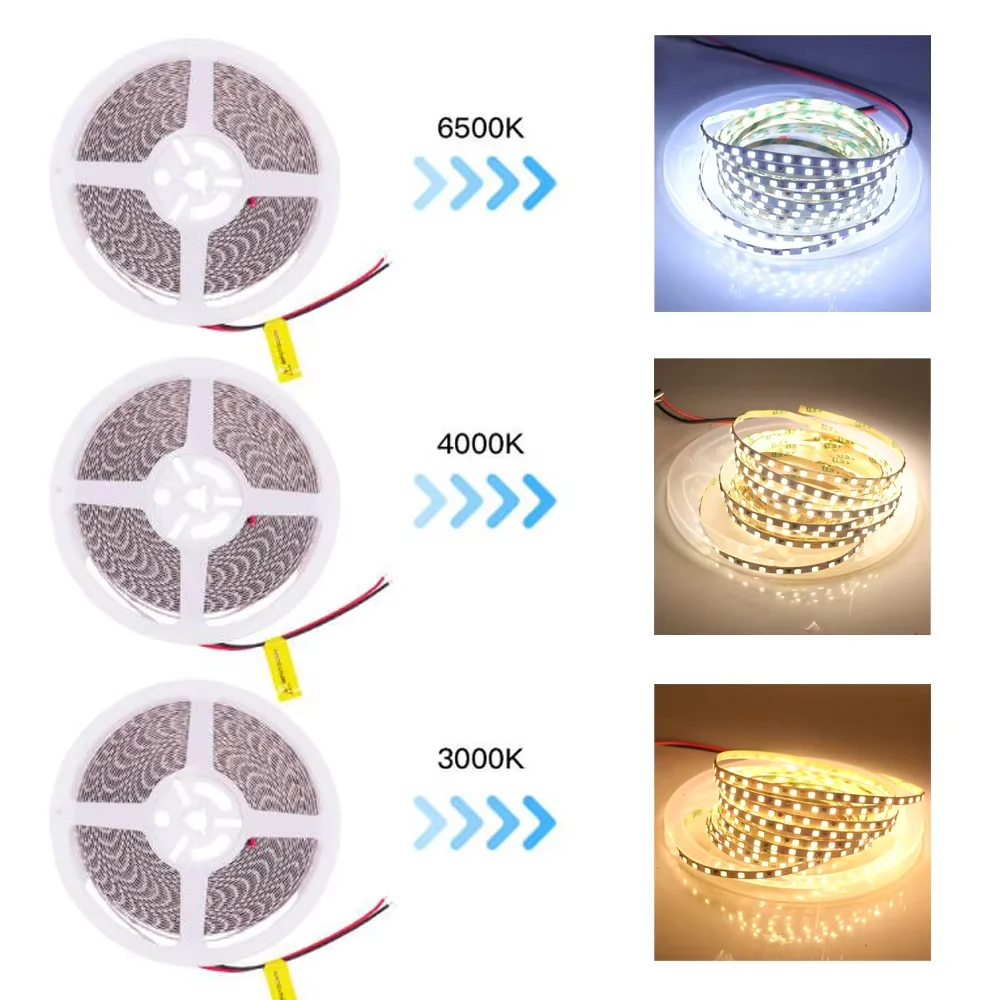 50pcs 4MM 5m + 50pcs 8mm 5m warm white led strip light non waterproof 2835 SMD 120LEDs/m flexible LED Tape