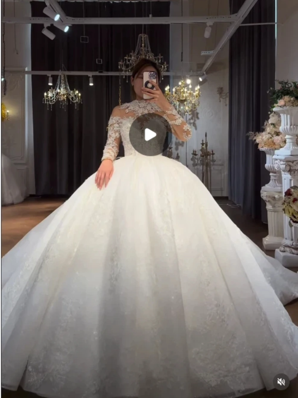 Elegant A-Line Lace Applique Embroidery Wedding Dress Sexy High Neck Transparent Long Sleeved Vestido De Novia Customized