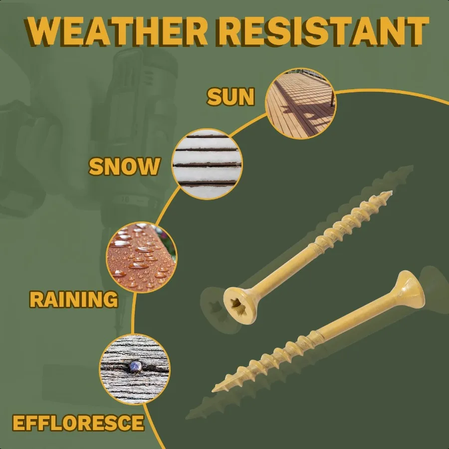 Deckschrauben, 15,2–20,3 cm, Holzschrauben, 20,3 x 15, 8, 800 Stück, rostbeständig, für den Außenbereich, epoxidbeschichtete Decking-Schrauben für den Außenbereich, Torx-Sternantrieb