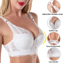 Soutien-gorge en dentelle grande taille pour femmes, sous-vêtements sexy, brassière légère rembourrée, push up, lingerie florale, bonnet BH Y-A B C D