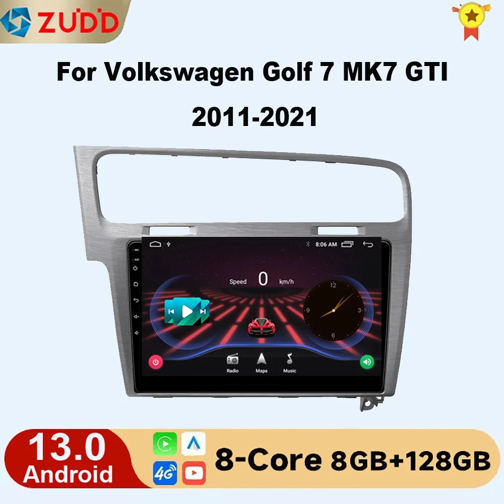 

For Volkswagen VW Golf 7 MK7 GTI 2011-2021 Car Radio Carplay HD Multimedia Android 10 Auto Qualcomm GPS Stereo Video Player 2din