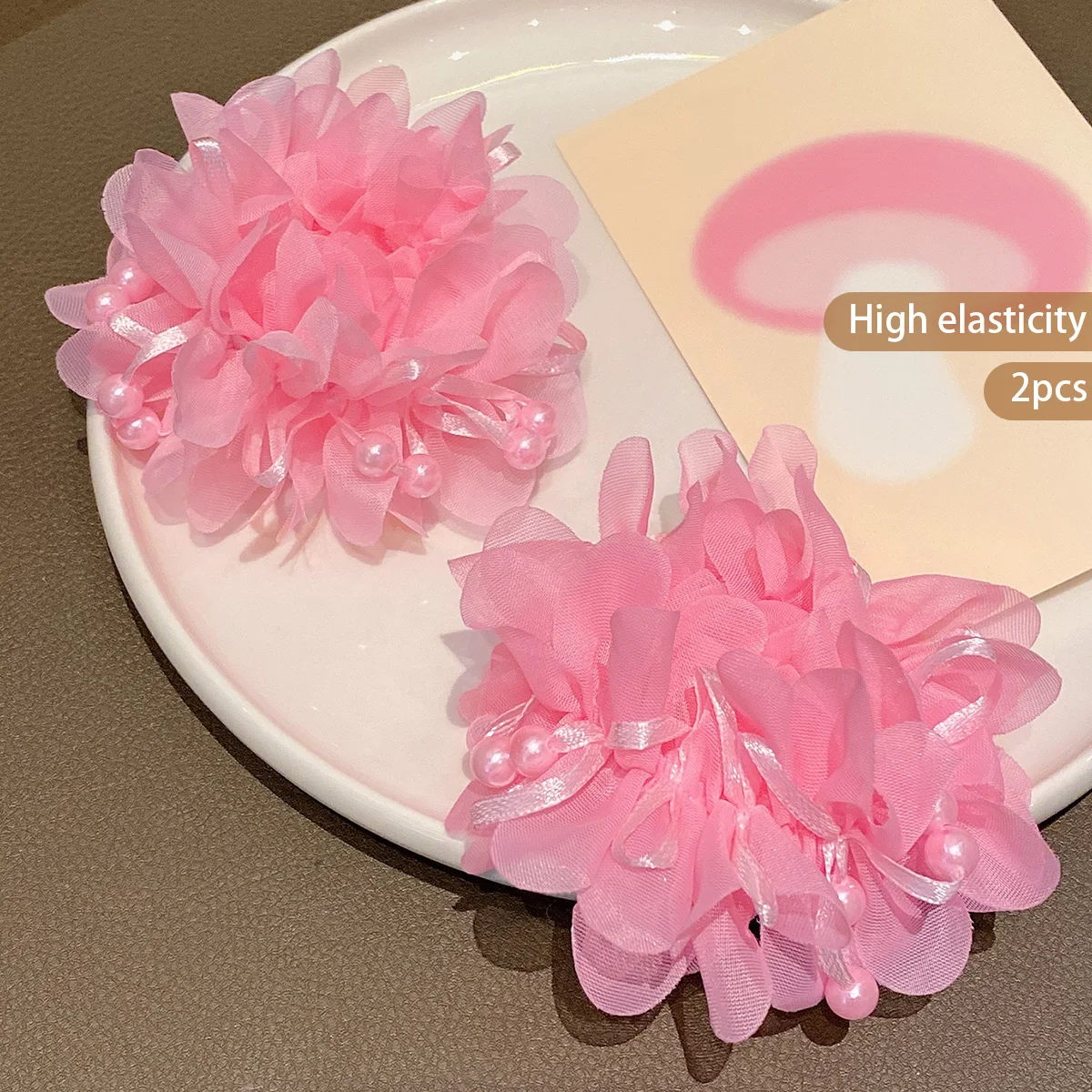 2 little girls pink cute headband hair accessories for children