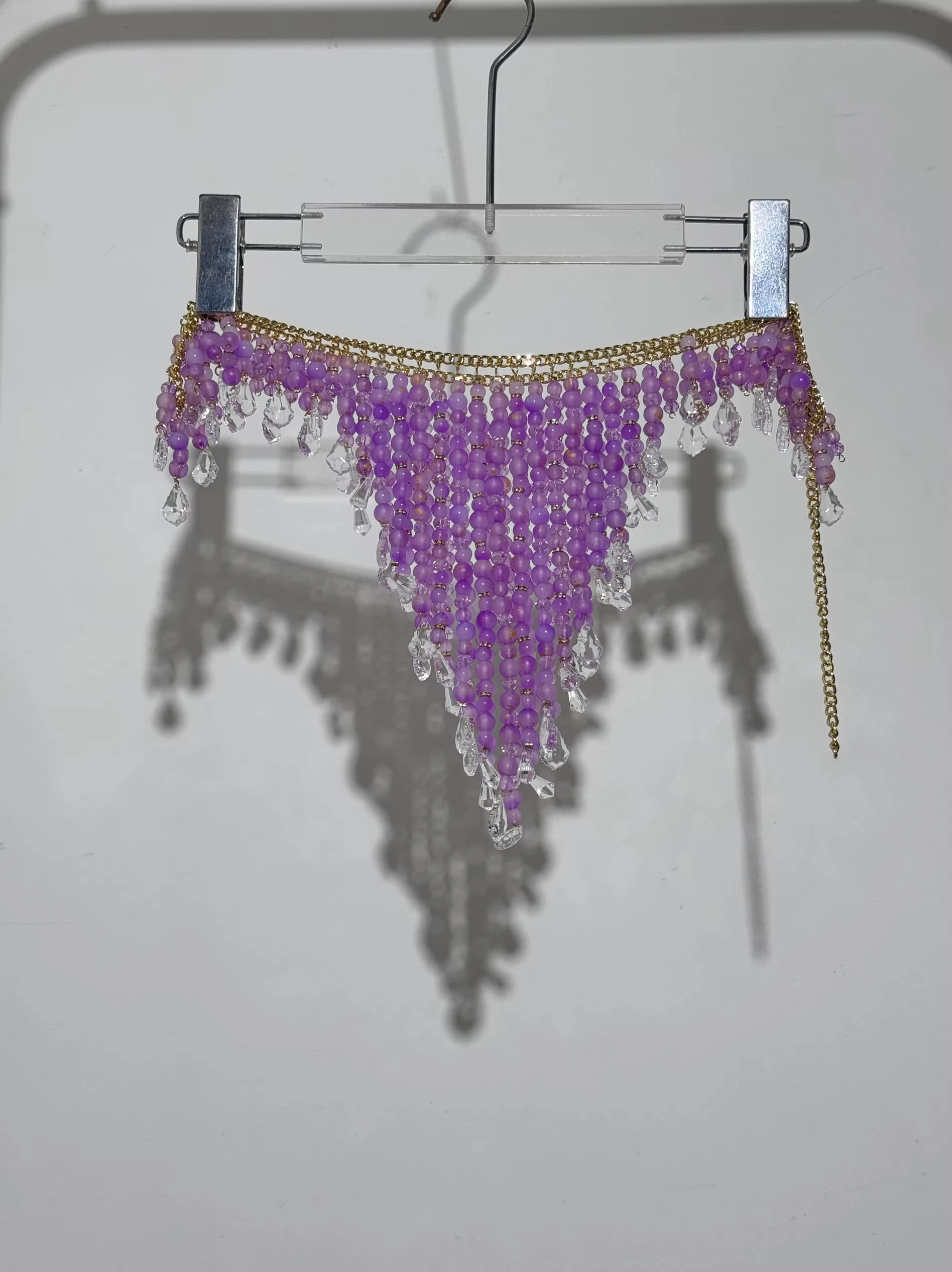 Sexy Women Handmade Body Chain Jewelry Red Purple Beaded Body Chain Bikini Bra Backless Romantic Tank Top