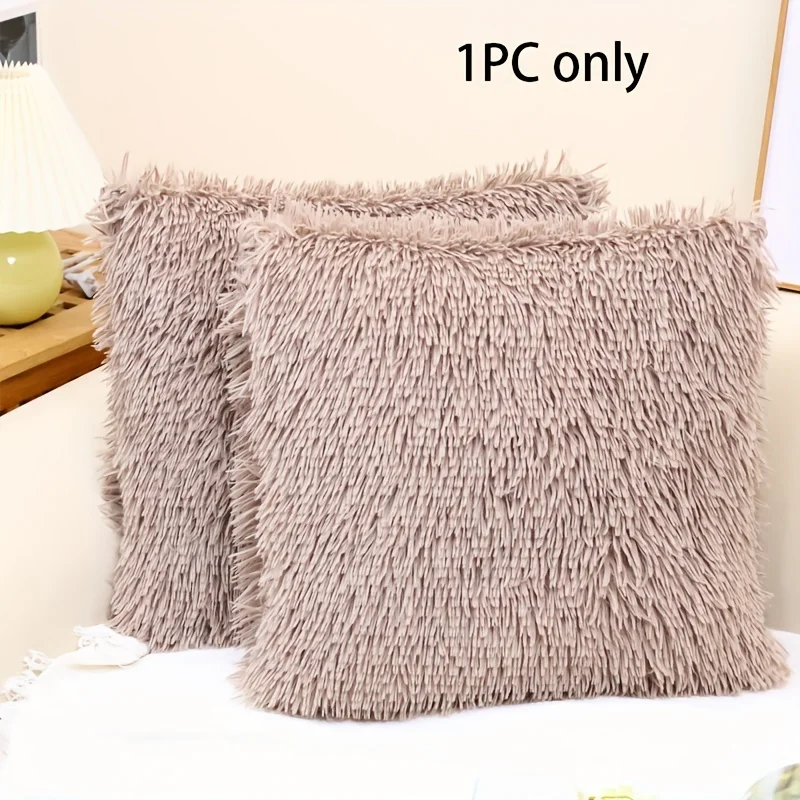 1Pc Faux Fur Super Soft Plush Rectangular Pillow Cover Pillowcase for Sofa/Bed/Living Room with Zipper Closure