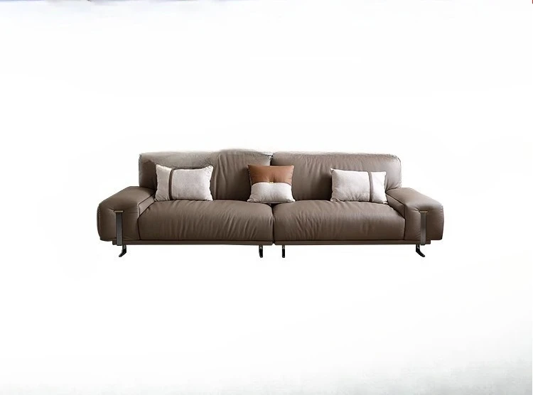 

The first layer of cowhide straight row living room tofu block small apartment four person sea lion sofa