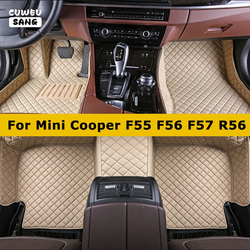 CUWEUSANG Custom Car Floor Mats For Mini Cooper F55 F56 F57 R56 Auto Carpets Foot Coche Accessorie