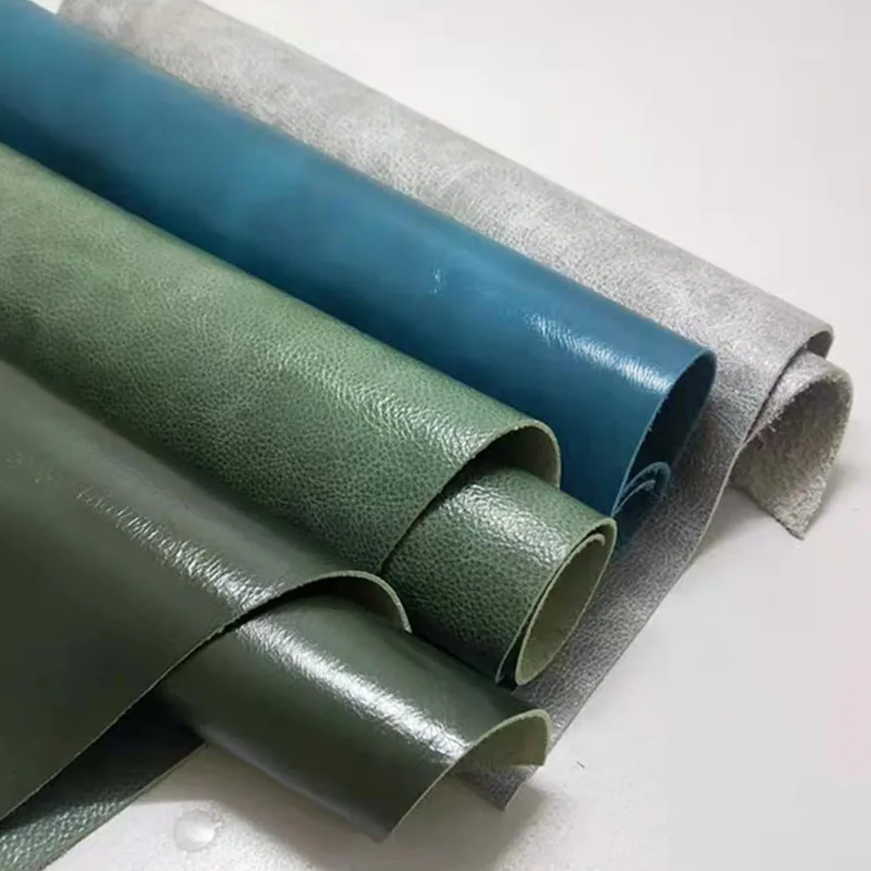 

Cowhide Leather Oil Wax Dark Green European Sofa Leather Plain Weave Grass Green Seat Bedside Soft Bag Black Leather