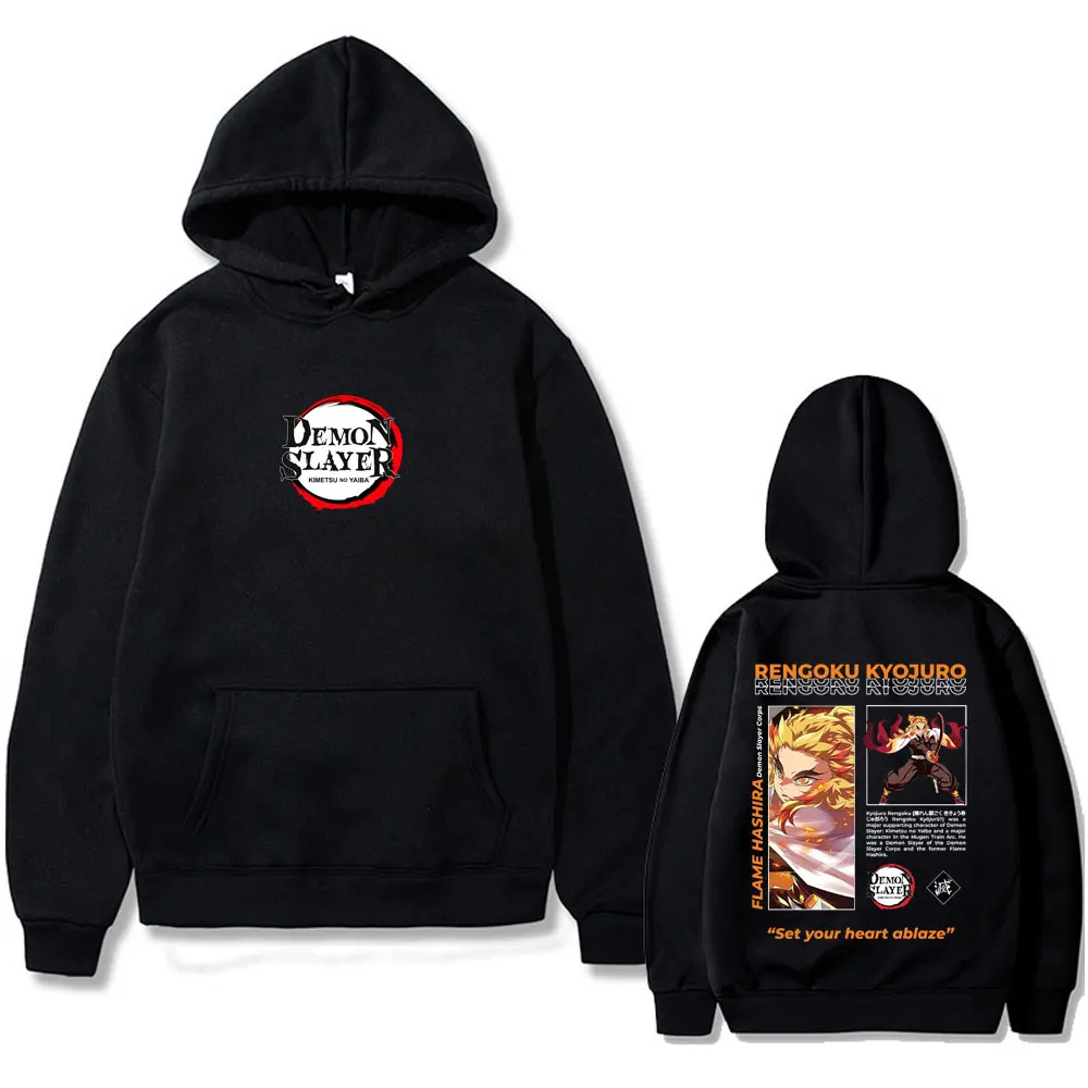

Anime Demon Slayer Graphic Hoodie Rengoku Kyoujurou Print Sweatshirt Men Women Casual Cartoon Hoodies Unisex Vintage Streetwear