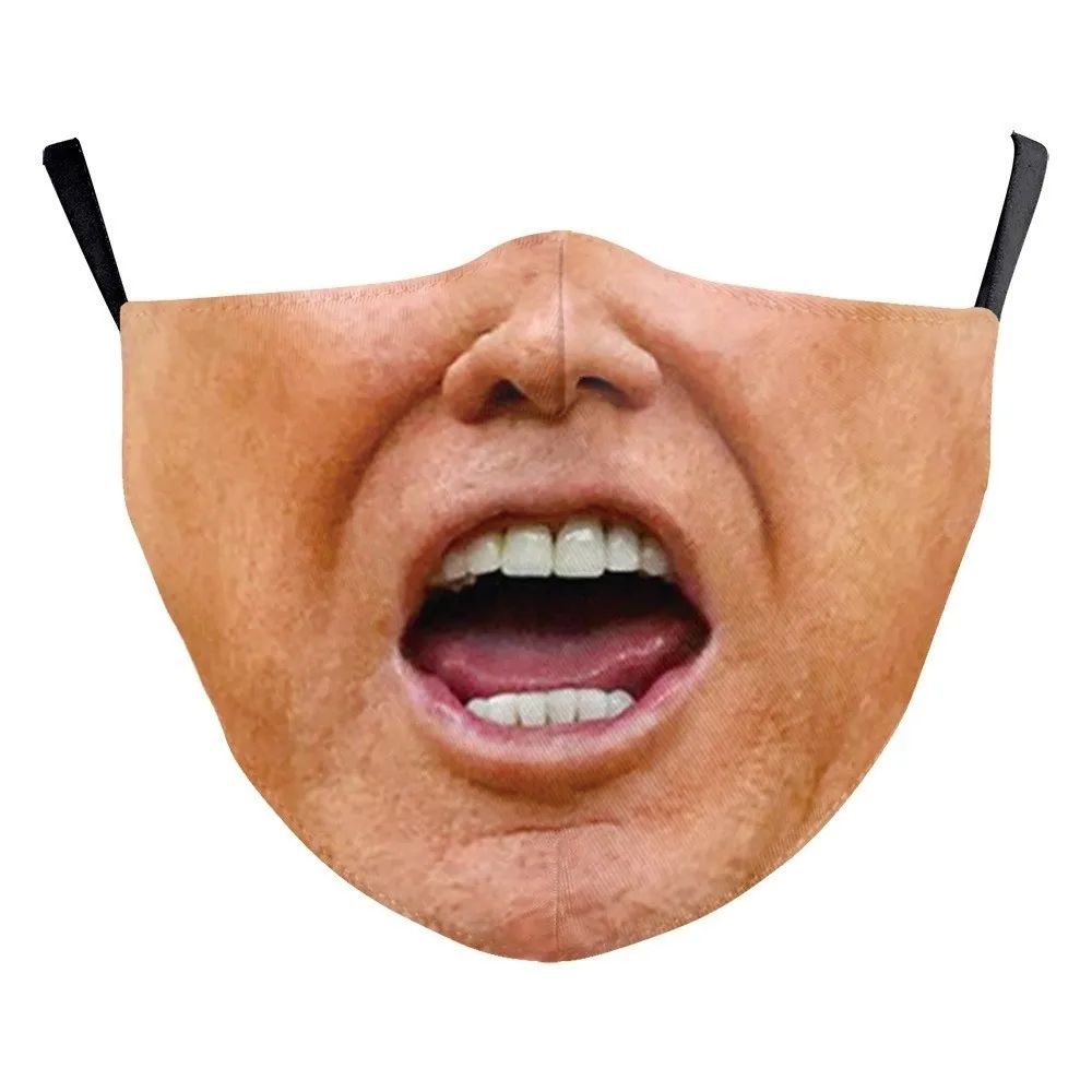 3D Stereo Human Face Expression Print Mask Realistic Printed Washable Reusable Novelty Gag Mask Warm Human Face Expression