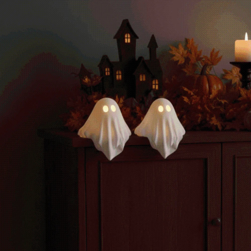 Warm White Ghost Table Decor Compact Size Button Cell Battery Operated Halloween LED Light Energy-saving LED Portable Design