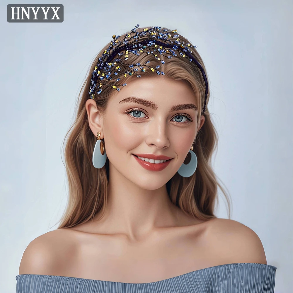 

YouLaPan Fashionable Bride Blue Rhinestone Wedding Headband Handmade Tree Branches Bohemian Women Banquet Party Headpiece YXA33