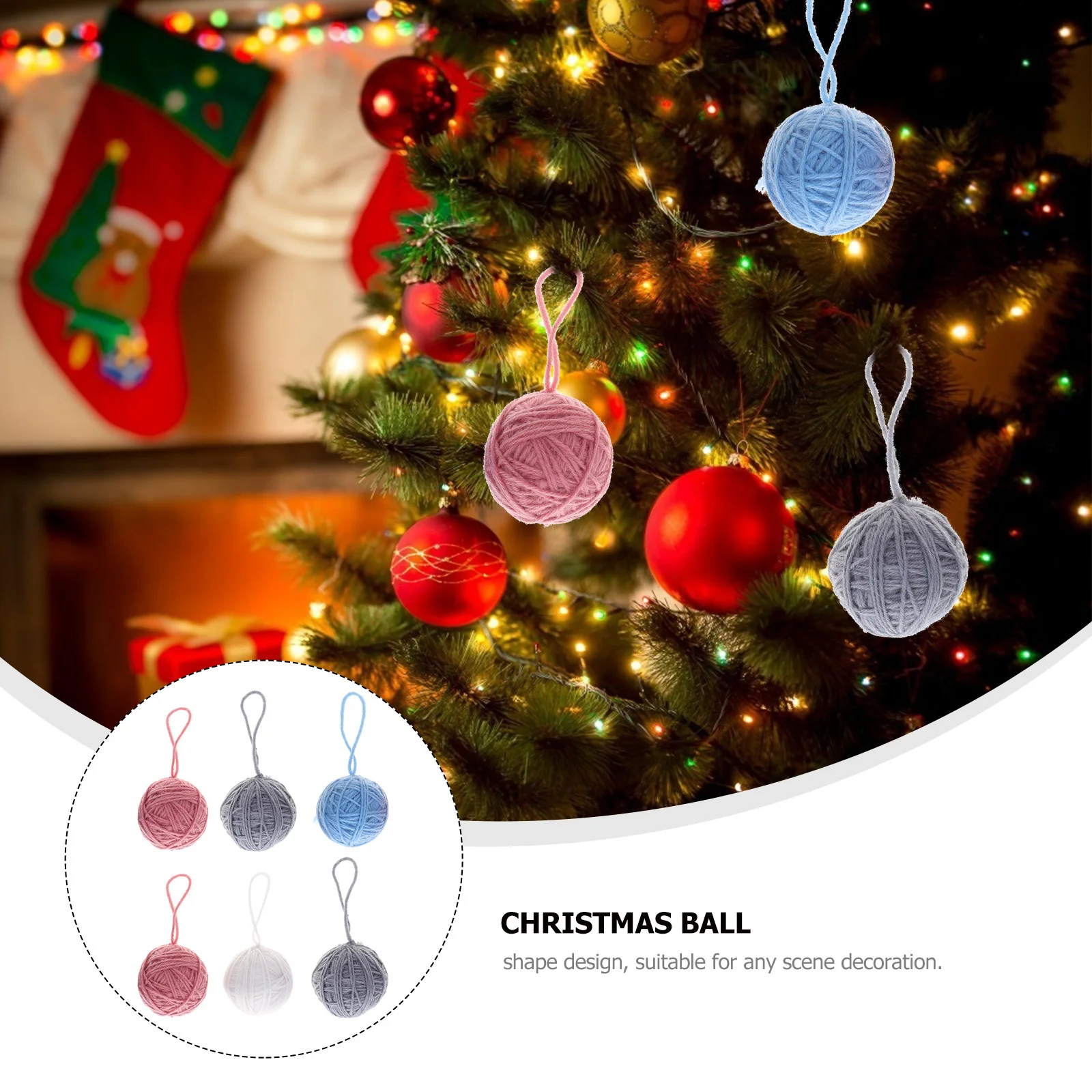 6 個のクリスマスボールペンダント最高級ウール快適なタッチ愛らしい漫画デザインクリスマスデコレーションクリスマスボール