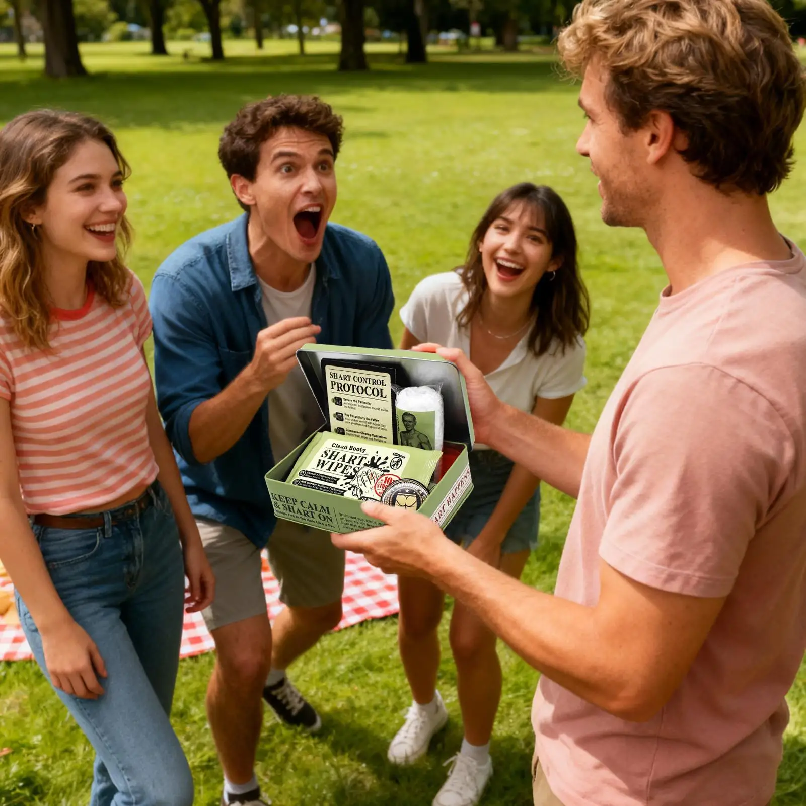 Kit de sobrevivência de shart engraçado mordaça presente cocô piada brinquedo com toalhetes molhados tecidos novidade brincadeiras para aniversário abril tolos festa do dia