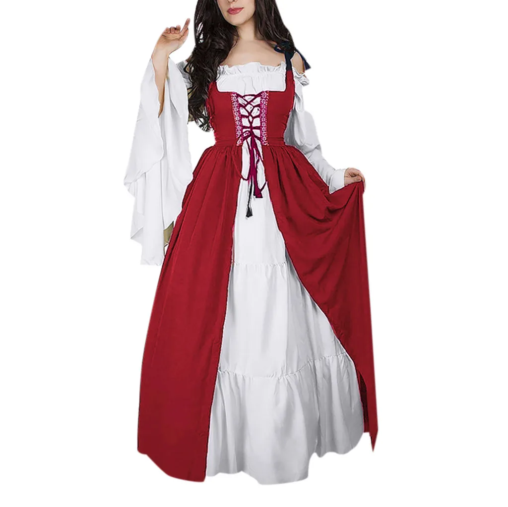 

Medieval Dress Women Renaissance Gothic Long Maxi Retro Vestido Victorian Lace Up Paty Ball Gown Female Victorian Vestido Robe