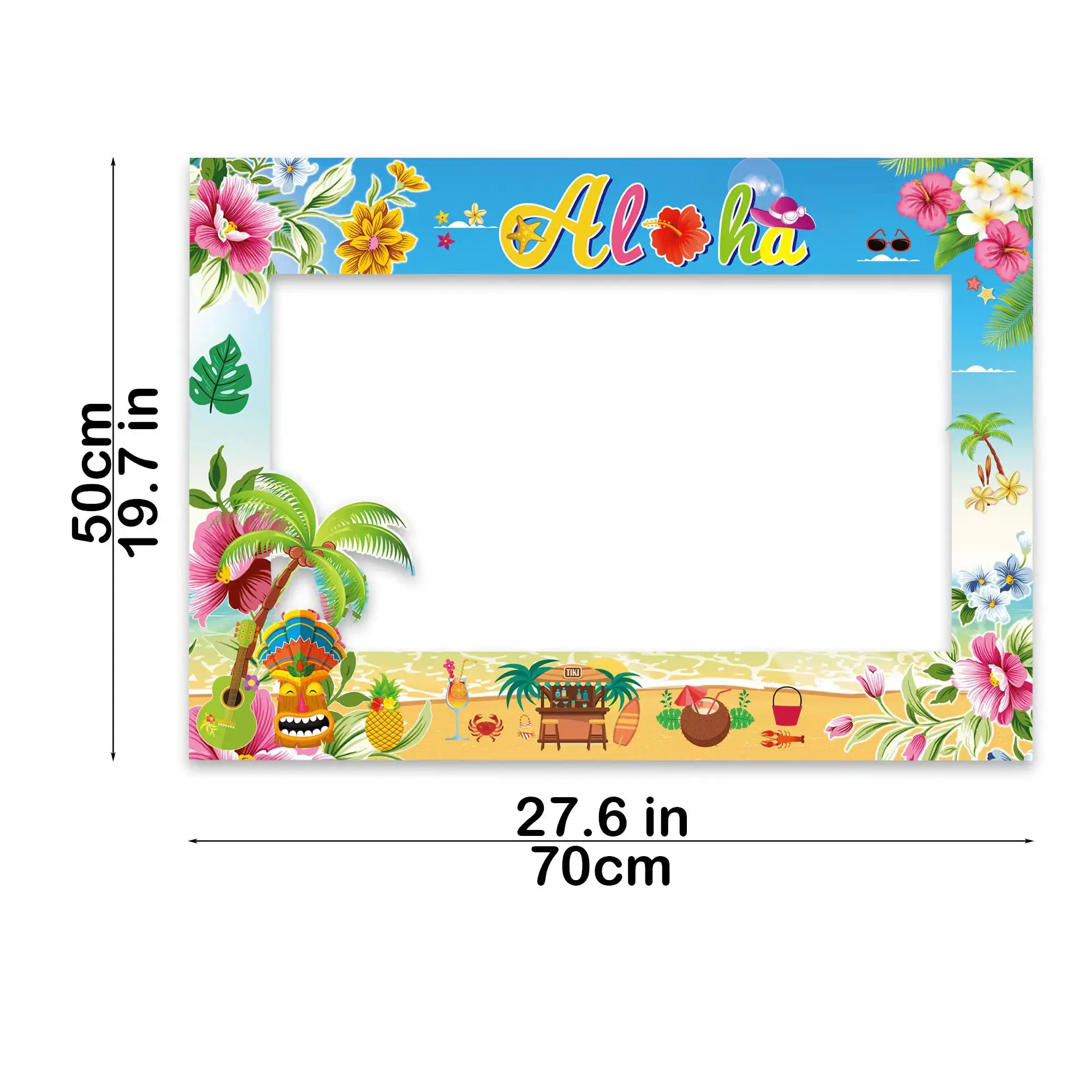 1PC Paper Frame ALOHA Hawaiian Photo Props Summer Beach Party Tropical Theme Photoshoot