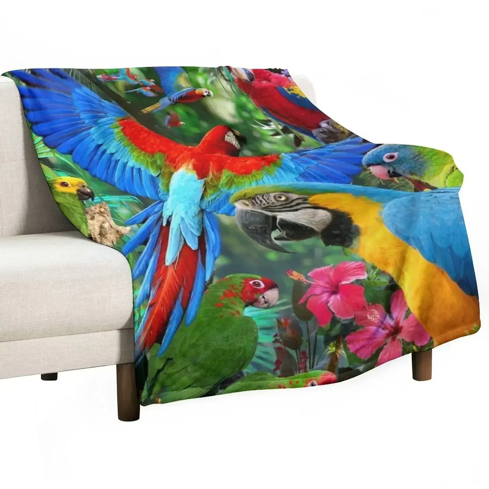 Parrots Throw Blanket Summer Beddings Beach cosplay anime Comforter Stuffeds Softest Blankets