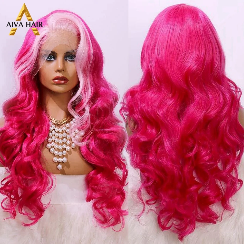 

Long Wvay Synthetic Lace Front Wig Heat Resistant Pink Synthetic Lace Wig Aiva Black Wig Drag Queen Cosplay Wigs For Black Women