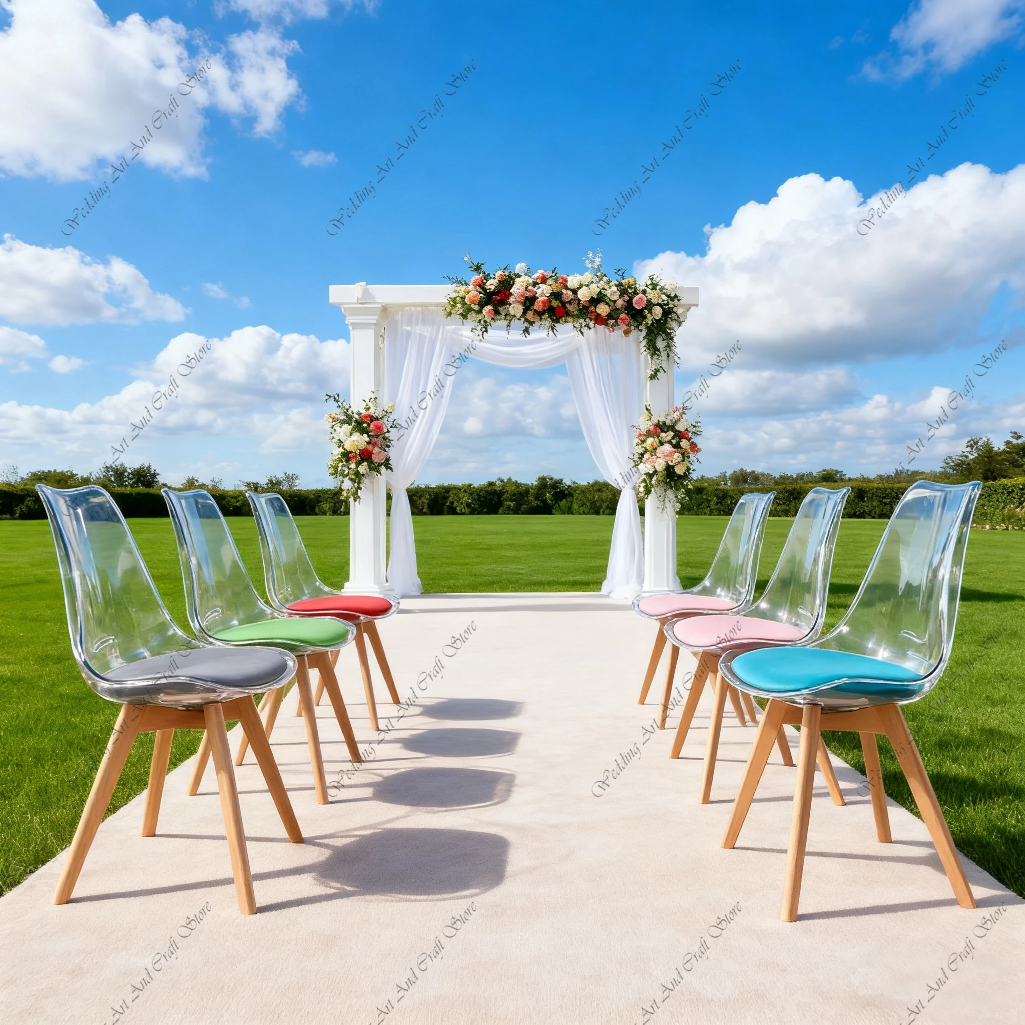 10pcs Nordic Dining Chair Transparent Chair Back Desk Stool Nail Art Acrylic Chair Solid Wood Simple Table and Chair ivy30