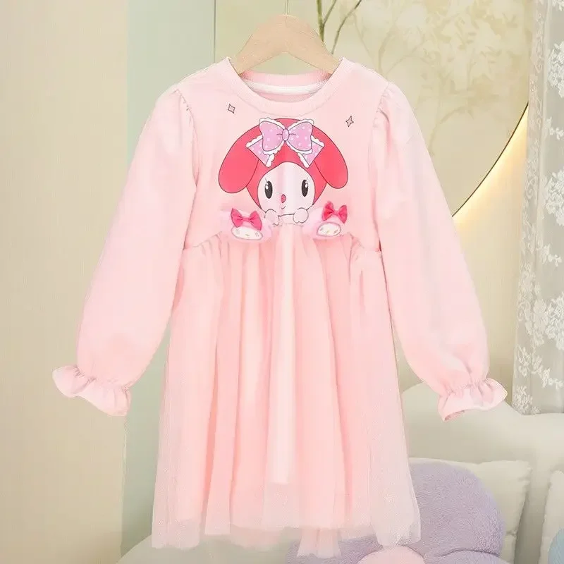 

My Melody Anime Kawaii Fashion Sanrio Ins Children Long Sleeve Hoodie Spring Autumn Cute Cinnamoroll Shirt Dress Gifts for Kids