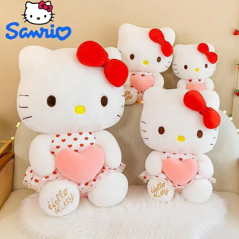 

Новинка Sanrio мультфильм аниме марлевое платье Hello Kitty Большое милое украшение для комнаты плюшевая игрушка подушка для сна искусственные куклы