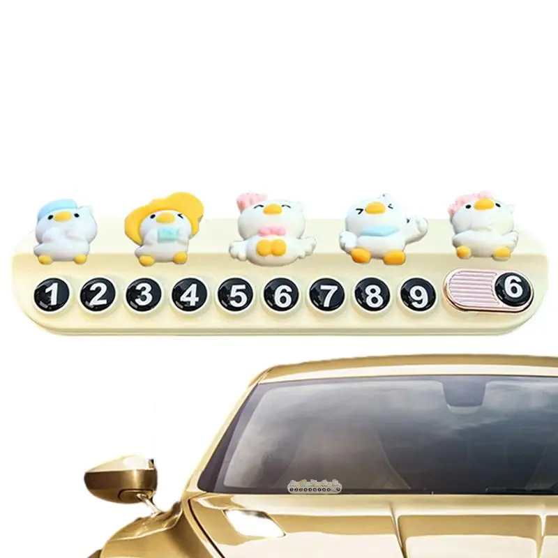 Cartoon Little Duck Temporary Parking Phone Number Plate Mobile Phone Plate Cute Car Interior Decoration