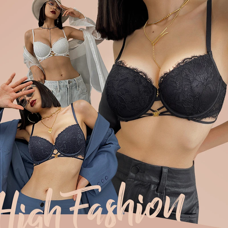 2023 Luxury Women Lingerie Sexy Bra And Panties Sets For Small Chest B C Cup Push Up Thick Cotton Bras Female Lace Underwear Set