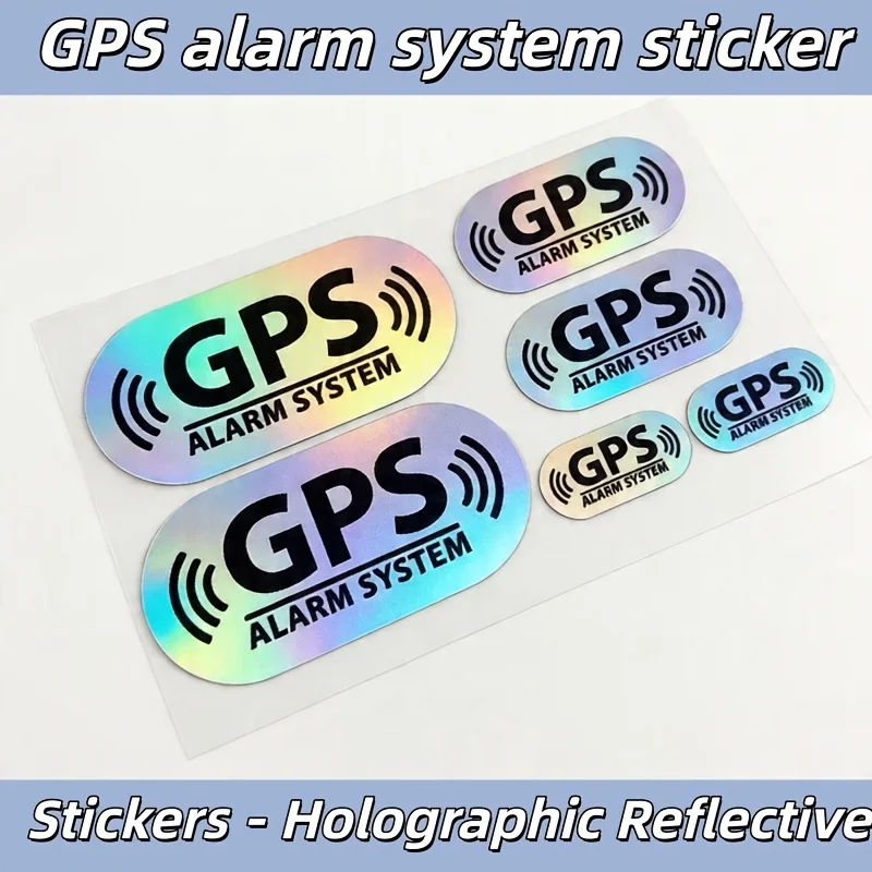 Holographic Reflective GPS Alarm System Stickers Waterproof Self-Adhesive Car Anti-Theft Warning Decals