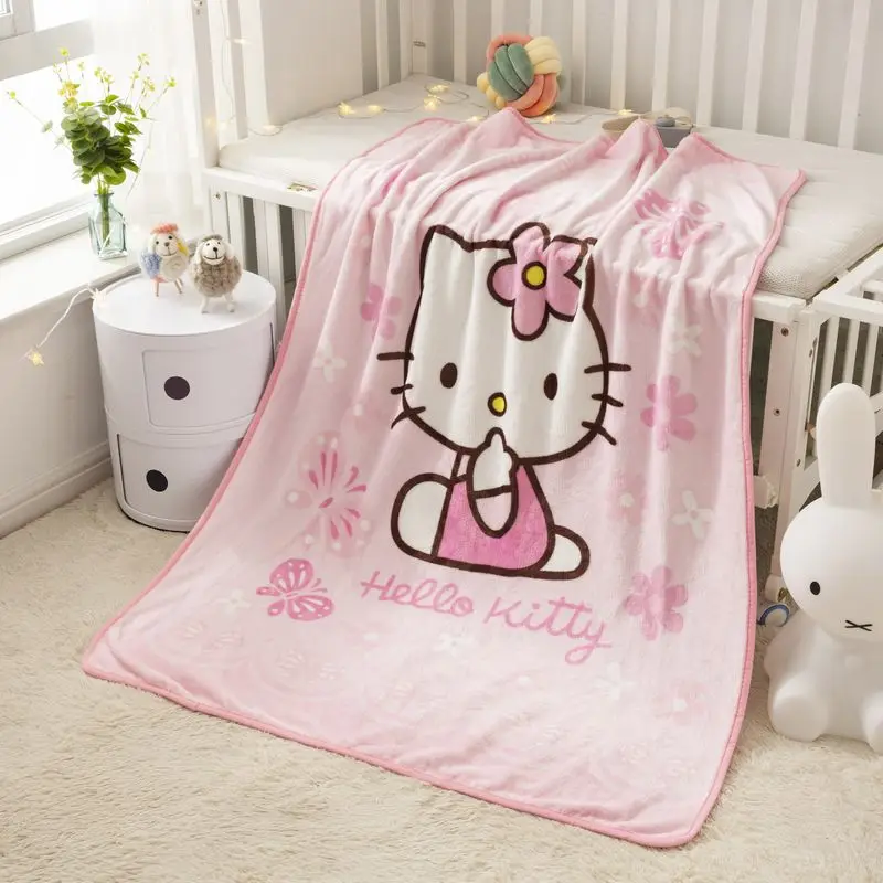 Sanrio Hello Kitty Soft Fluffy Blanket Cute Plush Blanket Kawaii Cartoon Blanket Winter Keep Warm Against Wind Room Decor Gift