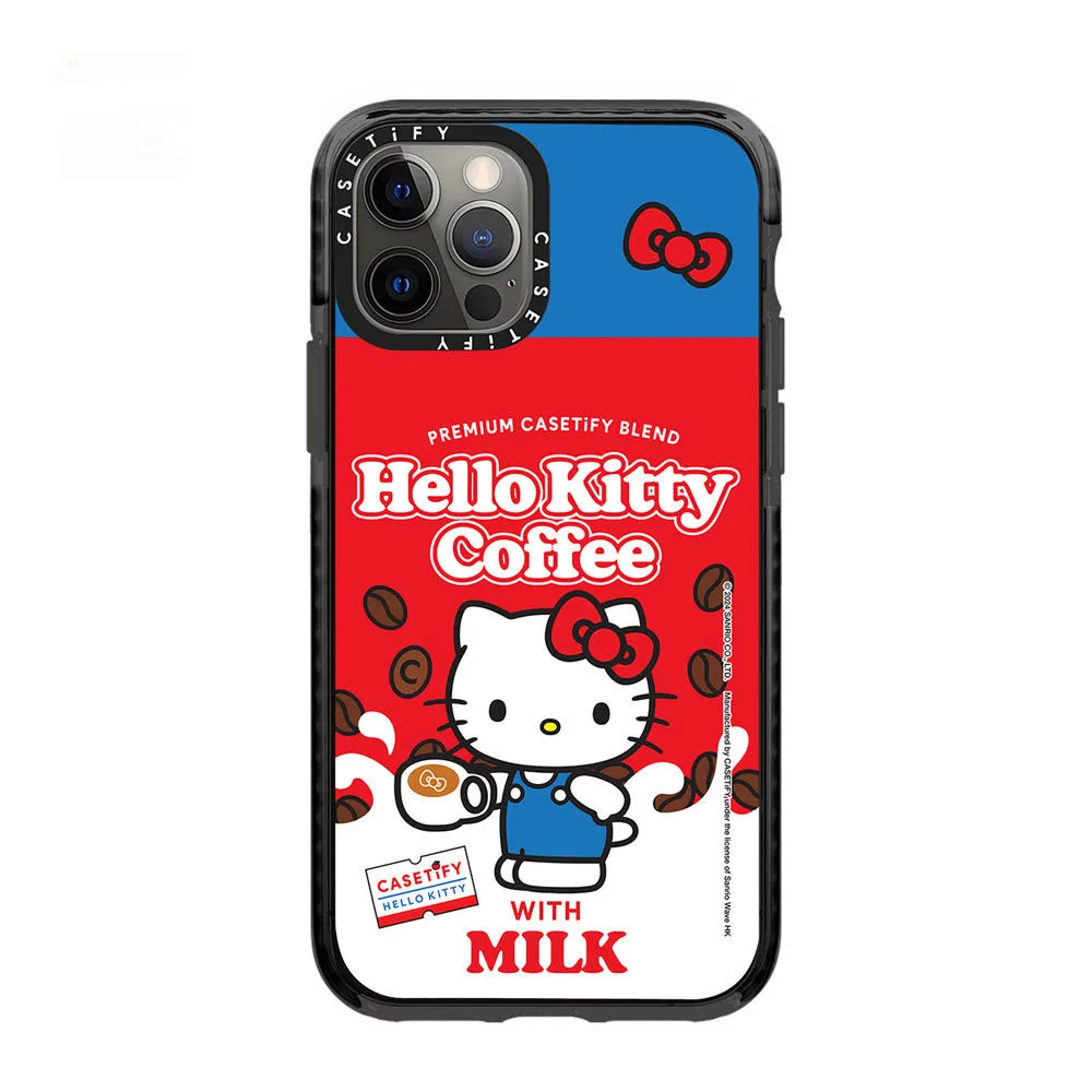 

Sanrio мультфильм Hello Kitty кофейный чехол для телефона Милый Анти-падение полный Мягкий защитный чехол для iPhone 11 12 13 14 15 Pro Max