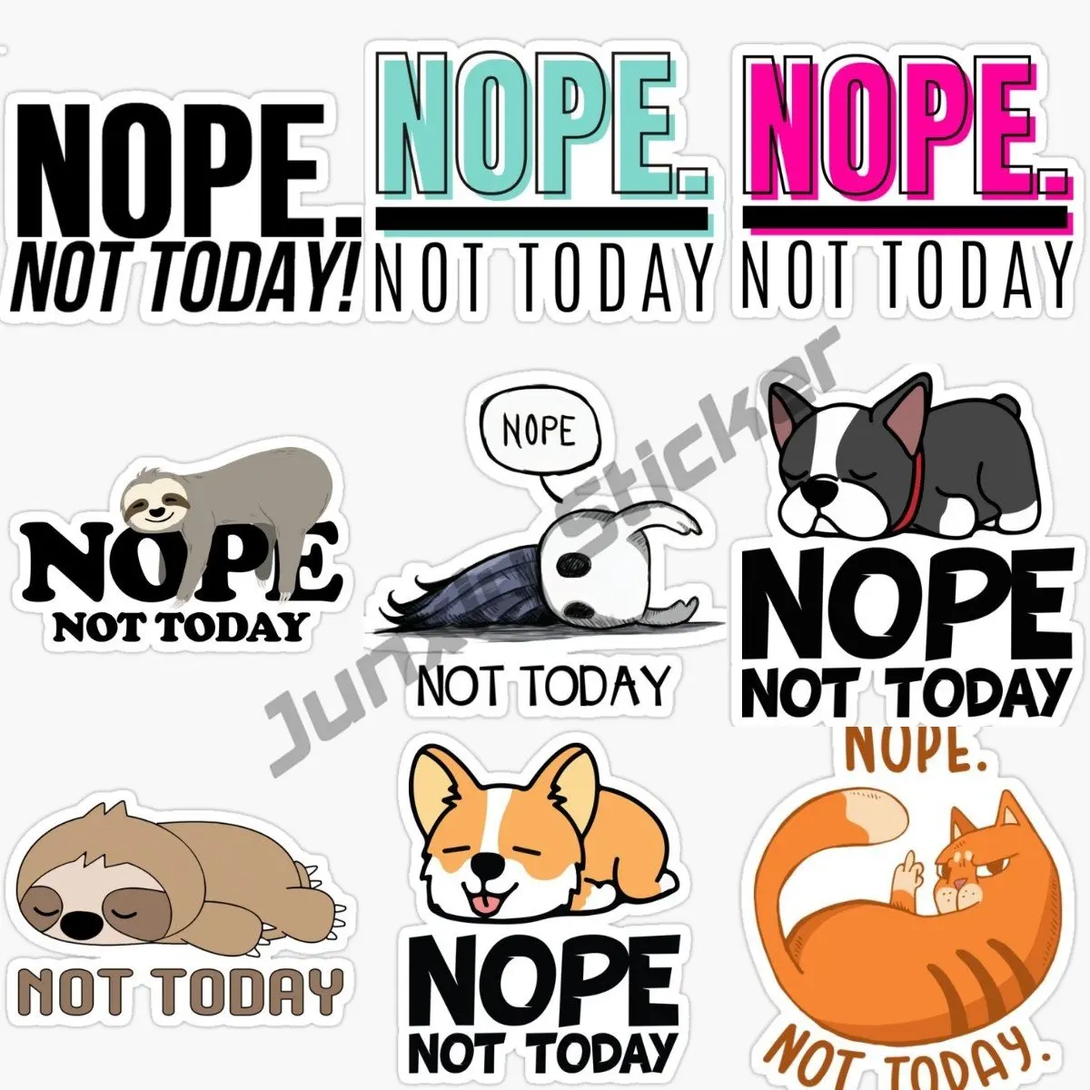 

Наклейка Nope Not Today для мотоцикла, грузовика, автомобиля, виниловая JDM наклейка-автомобиль и аксессуары, оконный ноутбук, забавная кошка, уставшие ленивые наклейки