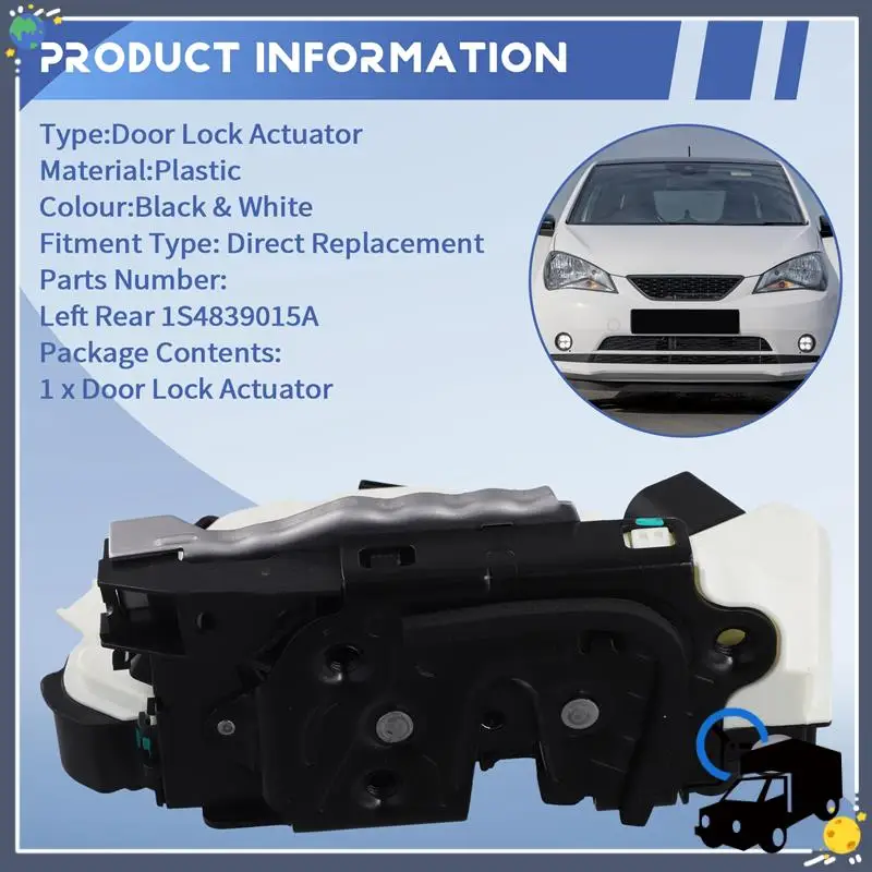 

Lasting Door Lock Actuator 1S4839015A Car Door Lock Block Actuator Forskoda CITIGO Seat Mii VW Motor Lock Assembly Left Rear