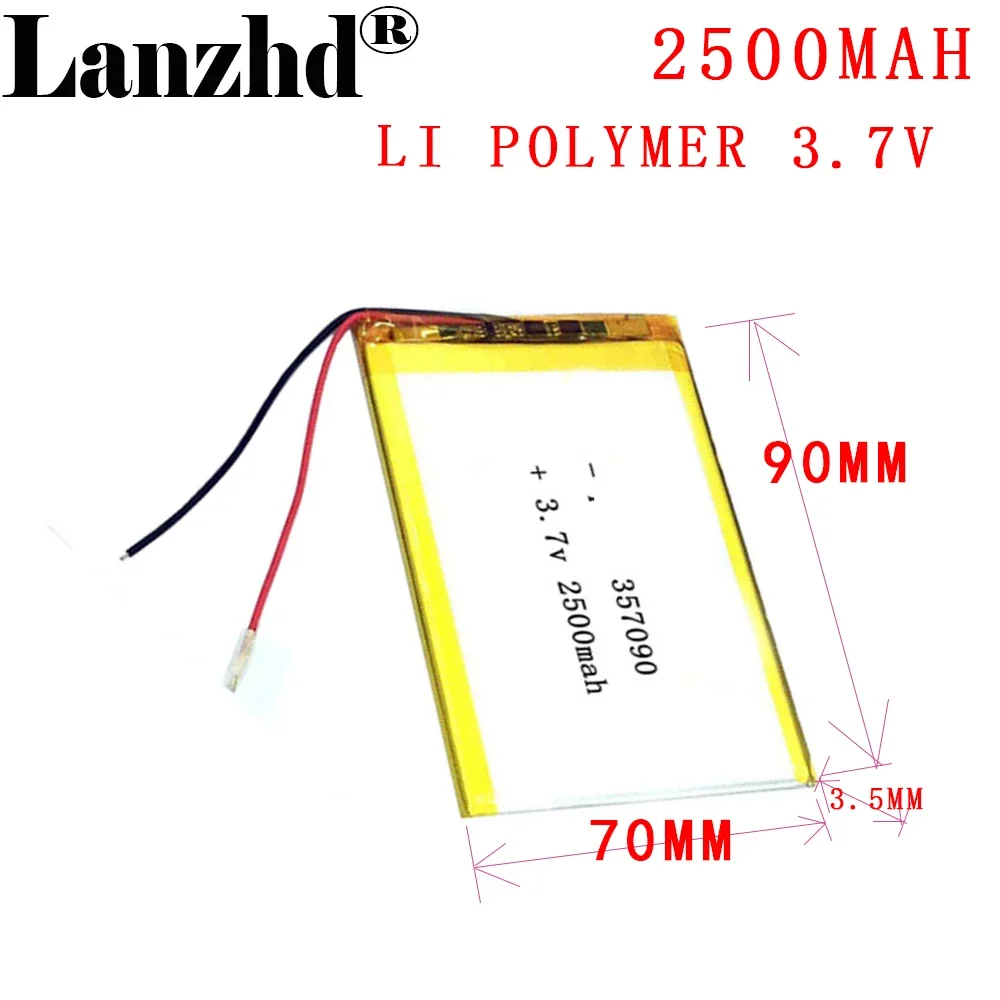 

1-10pcs Rechargeable 3.7V 2500mAh Li-Po Battery 357090 Lithium Polymer Battery li ion Li po cells For Tablet Q8 battery