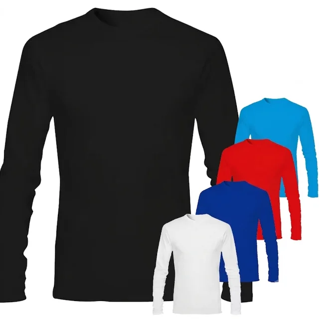 T-shirts à manches longues pour hommes, décontractés, col rond, pour le sport et le fitness, t-shirts confortables et élastiques pour hommes 1