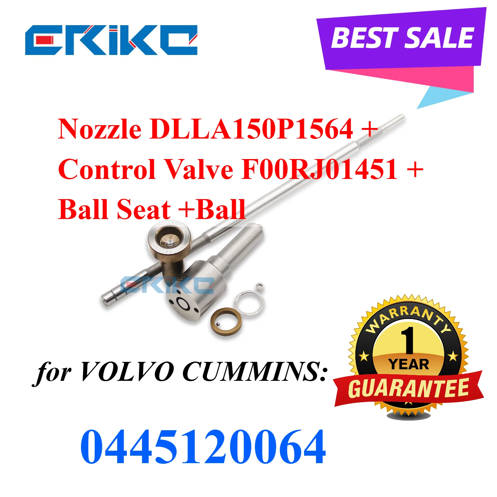 

0445120064 CR Fuel Injector Repair Kit Nozzle DLLA150P1564 Control Valve F00RJ01451 for Bosch VOLVO CUMMINS 4902255 21006085