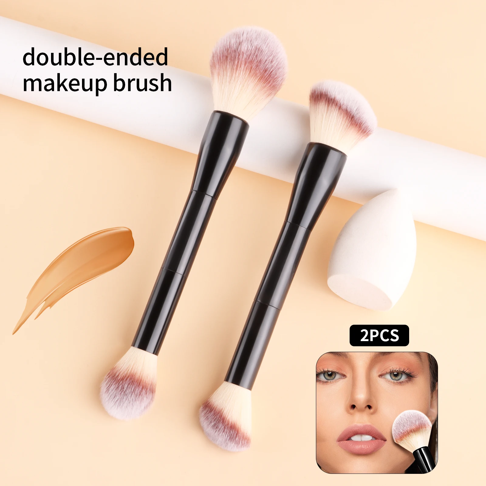 Beauty Makeup Sponge - 2 Pennelli per Blush a Doppia