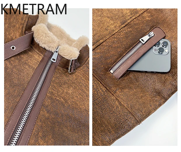 Двусторонняя меховая куртка из натуральной мериносовой овчины, женская ретро коричневая мотоциклетная шуба из натурального меха, зимняя женская одежда 2025 шуба