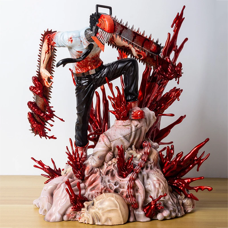 1/7 Anime Chainsaw Man Figure 28cm SSF Shibuya Scramble Pochita Denji Action Figure PVC Collection Model Toys for Gifts