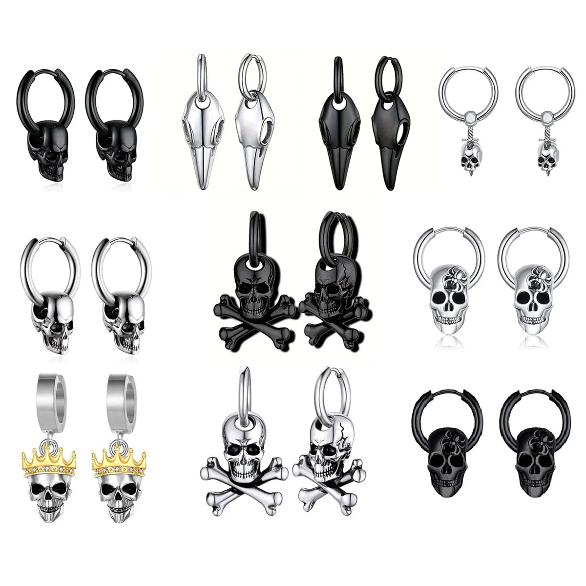 Stainless steel cool skull ear weight hanger ear gauge plug expander perforated women's body jewelry