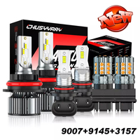 100000LM 6500K 6x Canbus 9007 9145 3157 LED Headlight+Fog Lamp+Turn Signal Lamp Bulbs Kits 12-24V 1:1 Same Size Plug and play