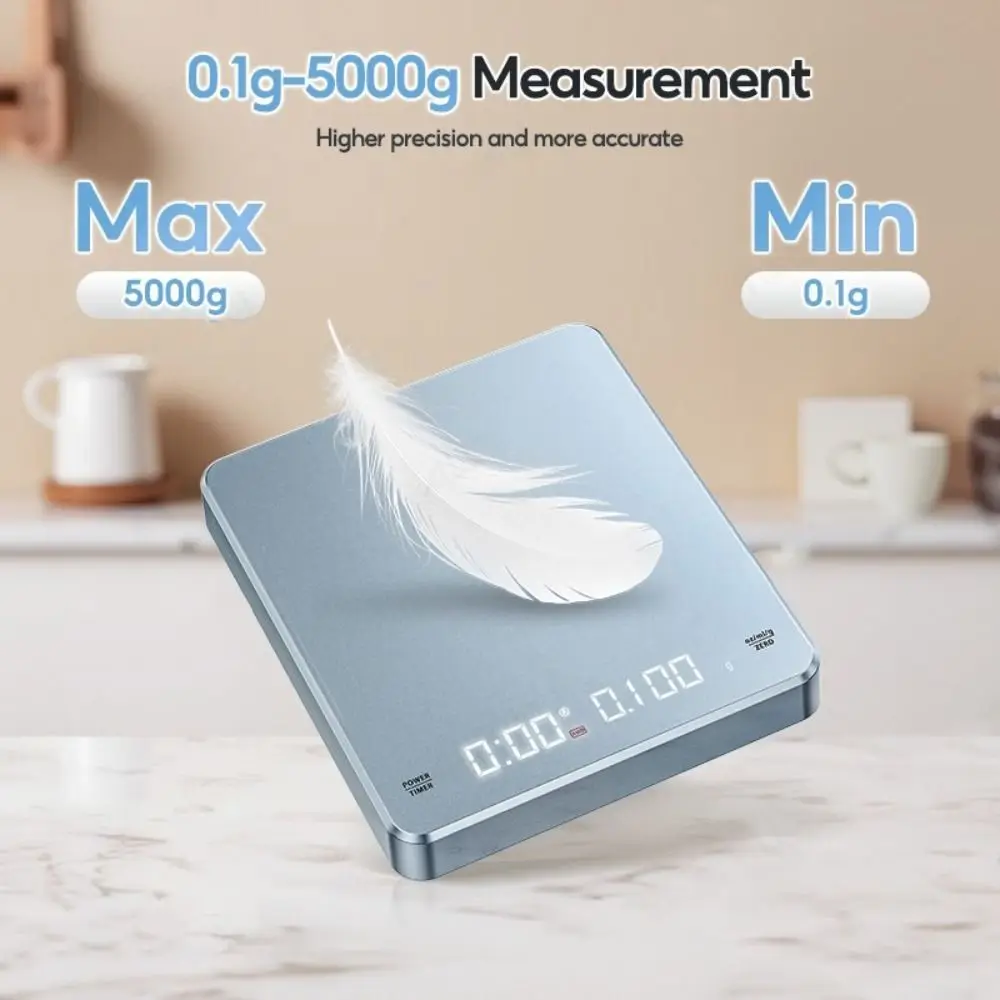 

USB Rechargeable Digital Kitchen Scale LED Screen 0.1g Accuracy Electronic Kitchen Scale 3kg Capacity Timer Function