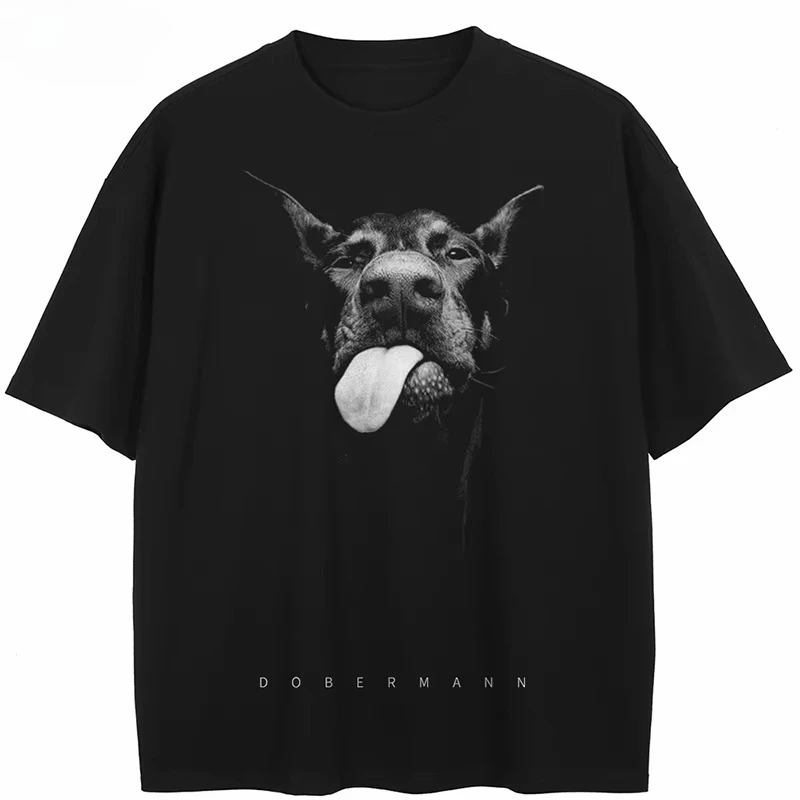 Summer 2026 New Doberman Dog Men's T-shirt Fashion Hot Selling High Quality Men's and Women's Same Style Round Neck Print Tee